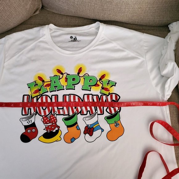Disney Happy Holidays Long Sleeve White T-Shirt NWOT - Picture 5 of 9